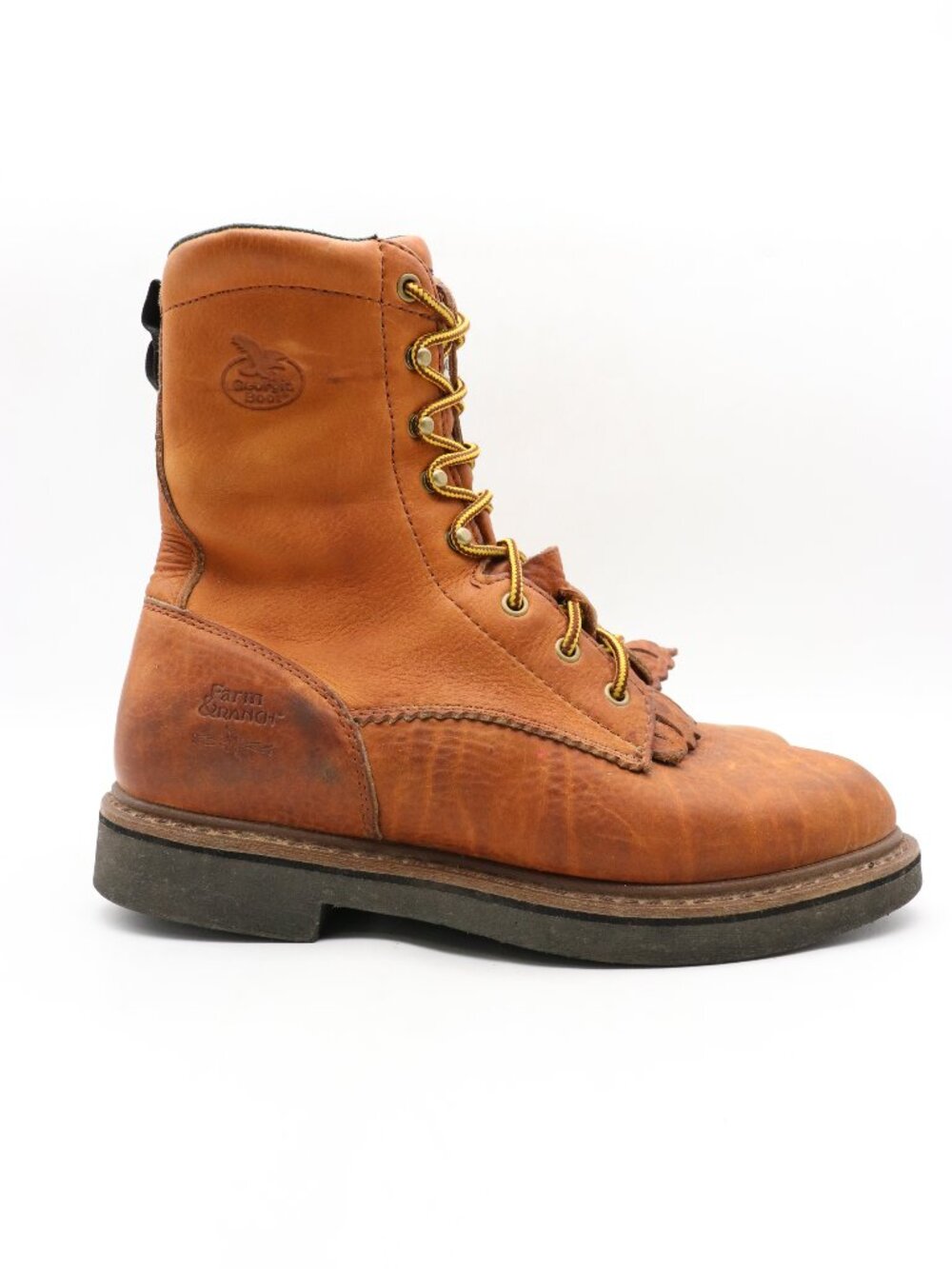 Georgia Boot Farm and Ranch Kiltie  Men's 10 W Work Boots Brown Leather G7013